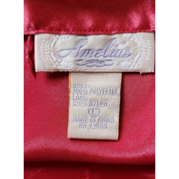 AMELIA’S Satin Slip Fushia Lace Trim Nightgown 80s 90s Lingerie Women's‎ Medium - Picture 3 of 5